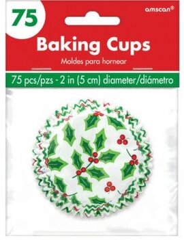 Christmas Standard Holly Baking Cups-75ct