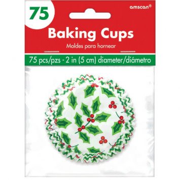 Christmas Standard Holly Baking Cups-75ct
