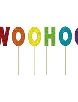 *''Woo Hoo'' Glitter Cake Picks, 6ct
