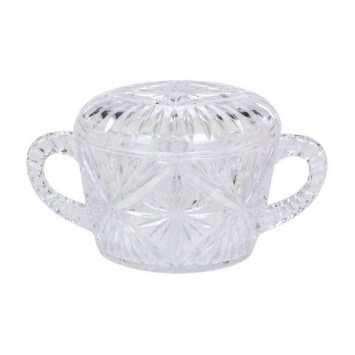 Clear Plastic Crystal Cut Sugar Bowl*