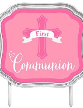 Pink First Communion Cake Topper
