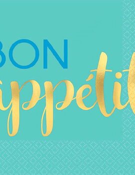 "Bon Appetit" Beverage Napkins - Foil Hot-Stamped 16ct