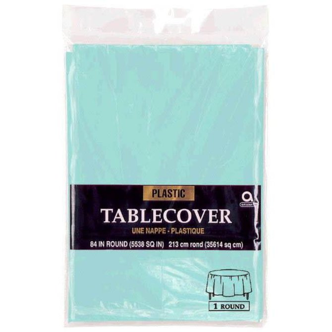 Table Cover Plastic 84" Round Robbins Egg Blue