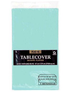 Robin's-egg Blue Rectangular Plastic Table Cover, 54" x 108"