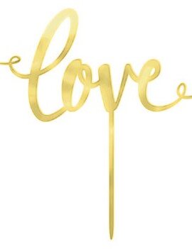 Gold Love Wedding Cake Topper 6 1/4in x 6 1/2in