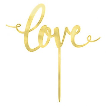 Gold Love Wedding Cake Topper 6 1/4in x 6 1/2in