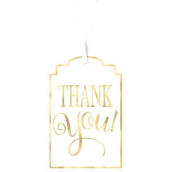 "Thank You" Printed Tags - White, 25ct