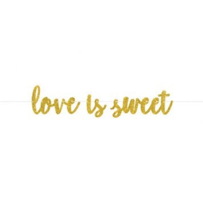 Glitter Gold Love Is Sweet Letter Banner, 12'