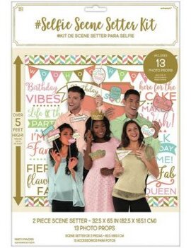 Confetti Fun Selfie Scene Setter® w/ Photo Props With Glitter 15ct