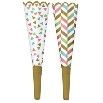 Confetti Fun Foil Horns, 8 ct