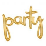 Foil Balloon Script Phrase "Party" Gold