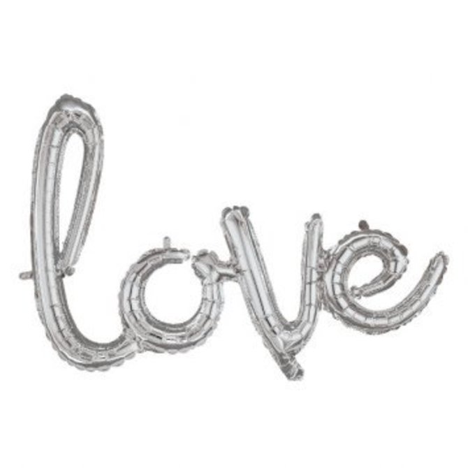 Foil Balloon Script Phrase "Love" Silver
