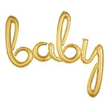Foil Balloon Script Phrase "Baby" Gold