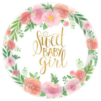 Floral Baby Round Plates, 10 1/2", 8ct