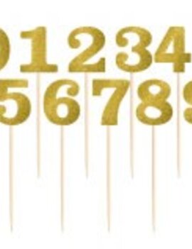 Table Number Picks- Gold Glitter (Tables 1-12)