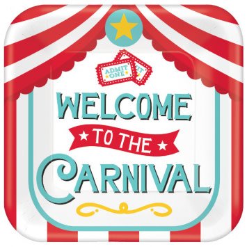 Carnival Square Plates, 7" 8ct.