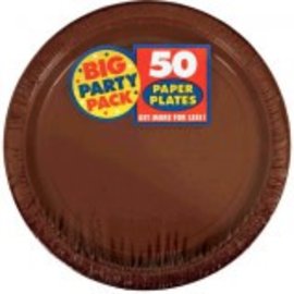 Chocolate Brown Big Party Pack Paper Plates, 9" 50ct.