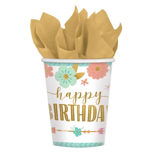 Boho Birthday Girl Cups, 9 oz.