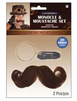 Steampunk Monocle & Moustache Set