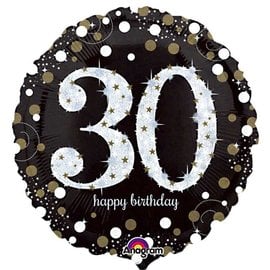 Sparkling 30th Birthday Balloon, 18"