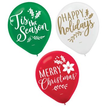 Traditional Christmas Balloons-15ct