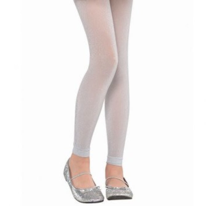Silver Footless Tights - Child