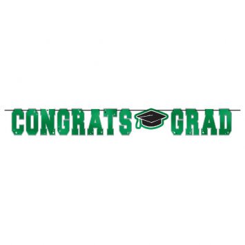 School Colors Large Foil Letter Banner - Green 12'