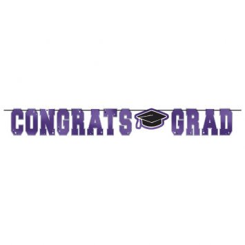 School Colors Large Foil Letter Banner - Purple 12'