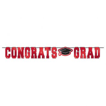 School Colors Large Foil Letter Banner - Red 12'