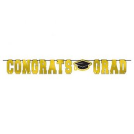 School Colors Large Foil Letter Banner - Yellow 12'