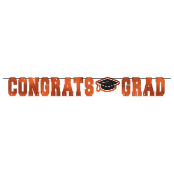 School Colors Large Foil Letter Banner - Orange 12'
