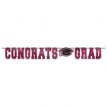 School Colors Large Foil Letter Banner - Berry 12'