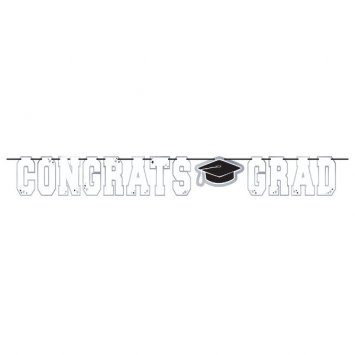 School Colors Large Foil Letter Banner - White 12'