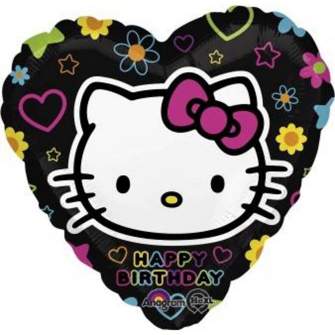 Happy Birthday Hello Kitty Heart Balloon, 18"