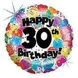 Happy 30th Birthday Party Balloon, 18"