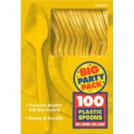Big Party Pack Yellow Sunshine Plastic Spoons, 100ct
