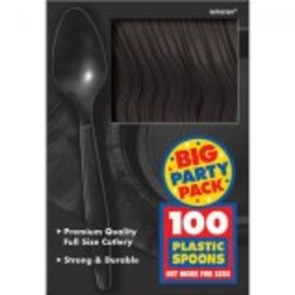 Big Party Pack Jet Black Plastic Spoons, 100ct
