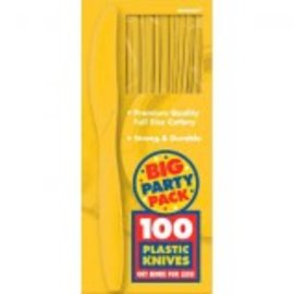 Big Party Pack Yellow Sunshine Plastic Knives, 100ct