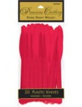Apple Red Premium Heavy Weight Plastic Knives 20ct
