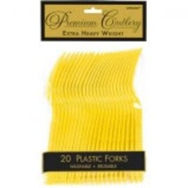 Yellow Sunshine Premium Heavy Weight Plastic Forks 20ct
