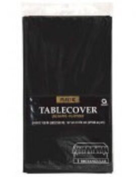 Jet Black Rectangular Plastic Table Cover, 54" x 108"
