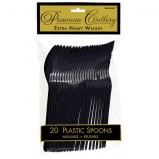 Jet Black Premium Heavy Weight Plastic Spoons 20ct