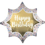 Happy Birthday Gold Burst Balloon, 35"