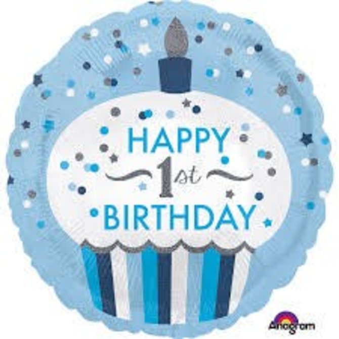 Baby's 1st Birthday Blue Balloon, 18"