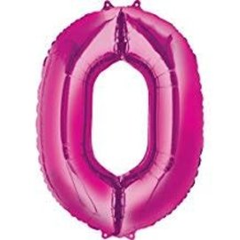 34'' 0 Pink Number Shape Balloon