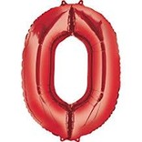 34'' 0 Red Number Shape Balloon