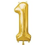 34" 1 Gold Number Shape Balloon