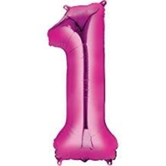 34'' 1 Pink Number Shape Balloon