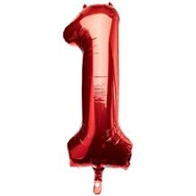 34'' 1 Red Number Shape Balloon
