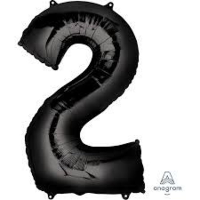 34'' 2 Black Number Shape Balloon